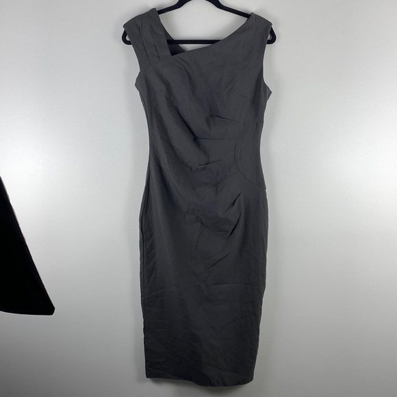 Muxxn Boutique Gray Career Dress Size Large Retro 1950s Style Pencil Dress - Picture 2 of 6
